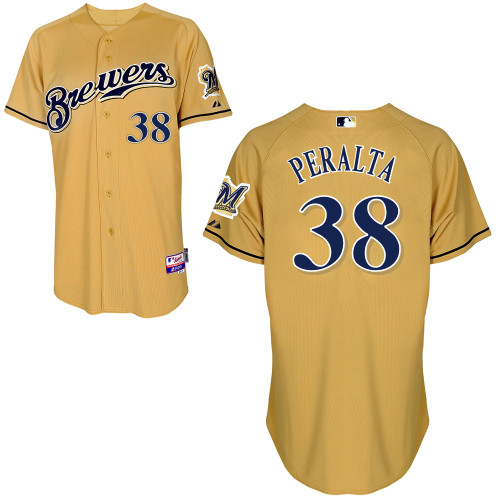 Wily Peralta #38 mlb Jersey-Milwaukee Brewers Women's Authentic Gold Baseball Jersey